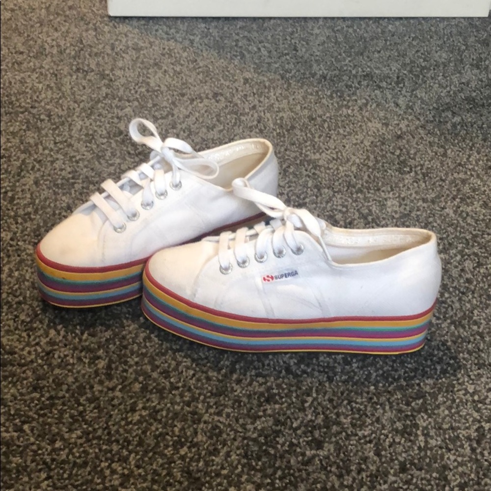 Superga rainbow platform shoes